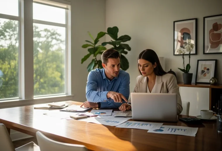 couple bien habille bureau