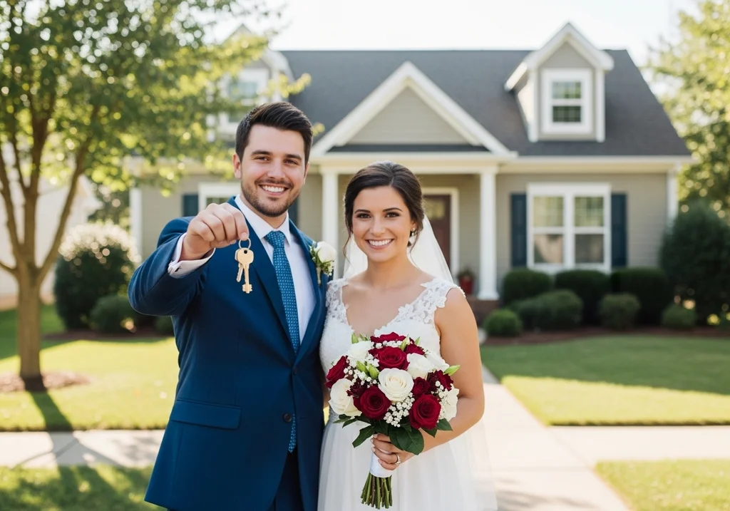 couple nouvellement marié maison