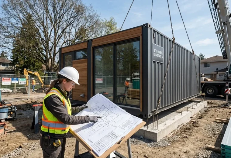 chantier conteneur travailleur